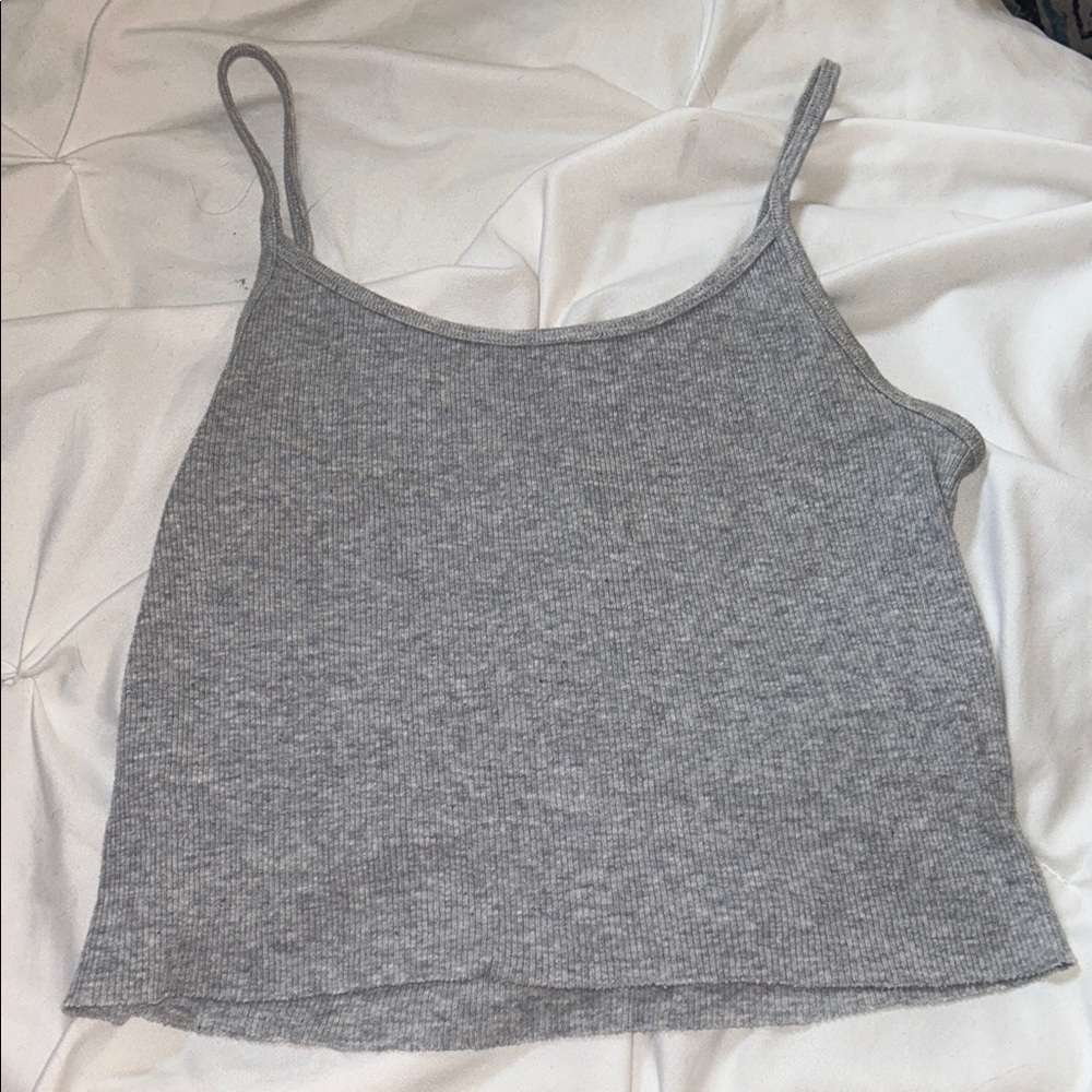 Gray Ribbed Women's Tank Top
